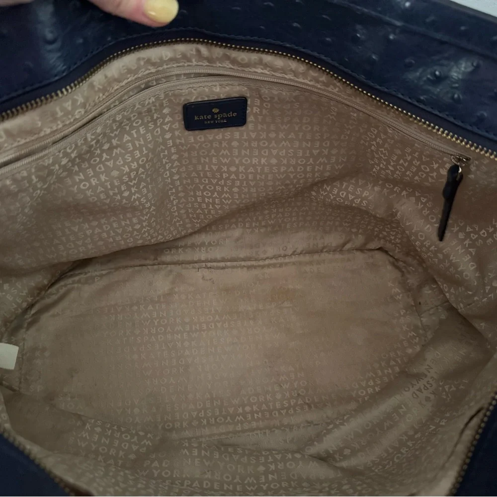 Kate Spade Navy Ostrich Harmony Valencia Road Embossed Large Travel Tote Bag